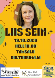 Lasteakirjanik Liis Sein Tamsalu Kultuurimajas 19.10.2026 kell 10.00.